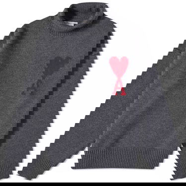 Пуловер AMI Paris Large A Heart Roll Neck Knit Сиво | BFUKS406-018-084, 0