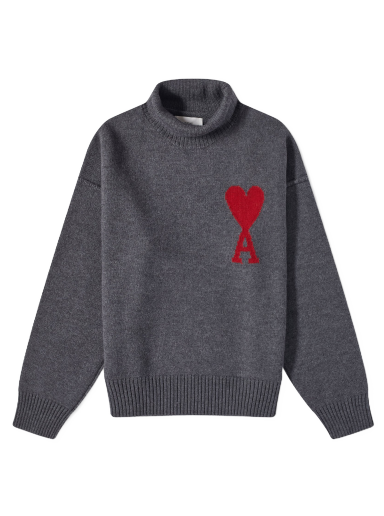 Пуловер AMI Paris Large A Heart Roll Neck Knit Сиво | BFUKS406-018-084