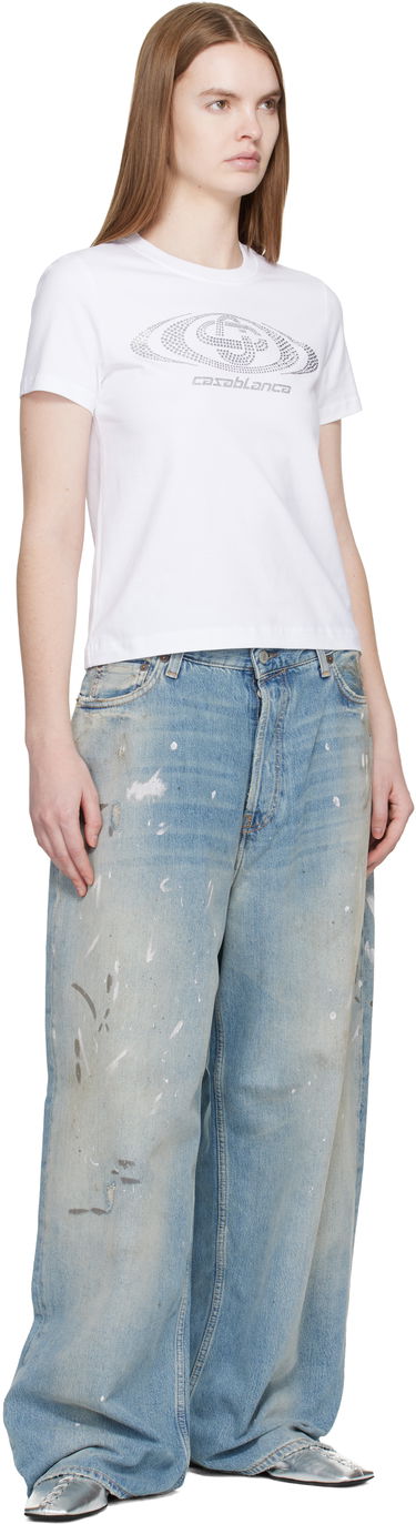 Тениска Casablanca Crystal Warped Logo Fitted Short Sleeve T-shirt Бяло | W-SP26-JTS-020-04, 3