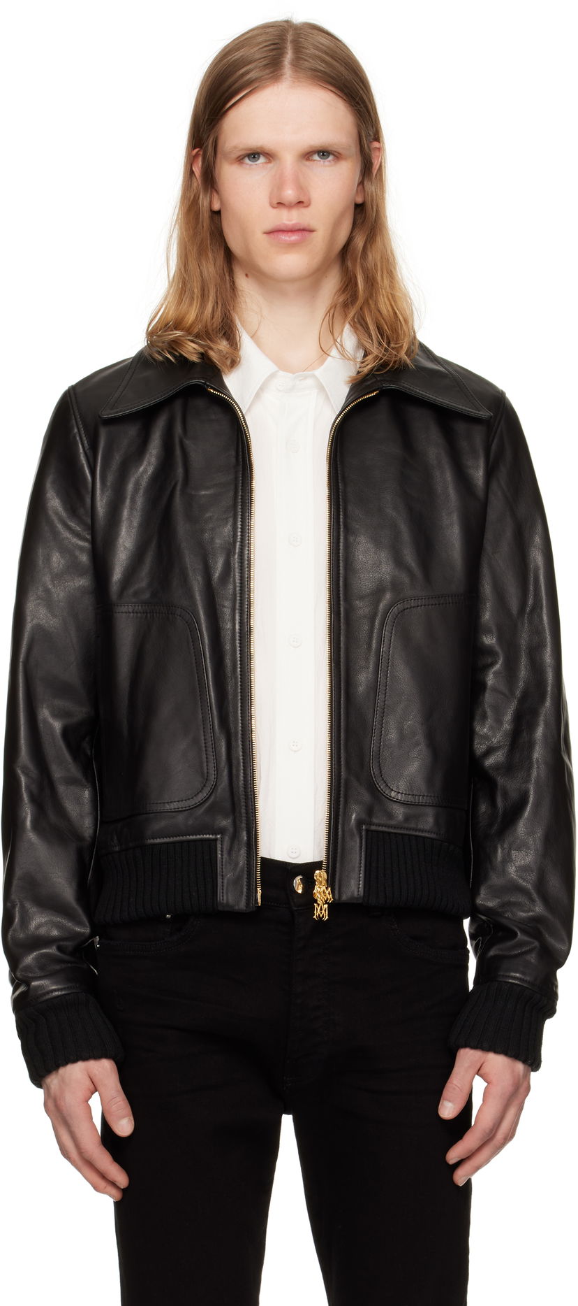 Яке бомбър AMIRI AMIRI Zip Leather Jacket Черно | AMLTJT1028