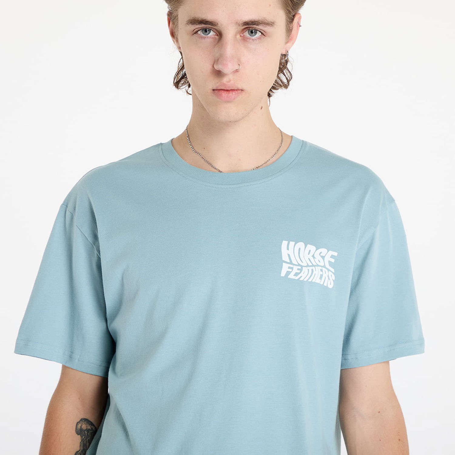 Тениска Horsefeathers Distort T-Shirt Blue Haze M Тюркоазено | SM1366B, 1