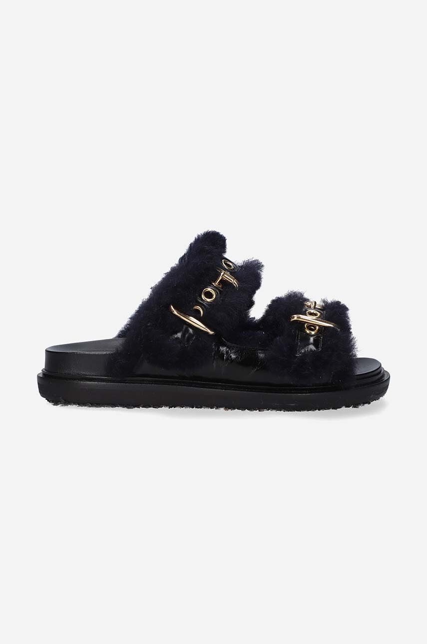 Кецове и обувки Marni Fussbett Shoe Leather Slippers Черно | FBMS014501.P5045.ZL866, 0
