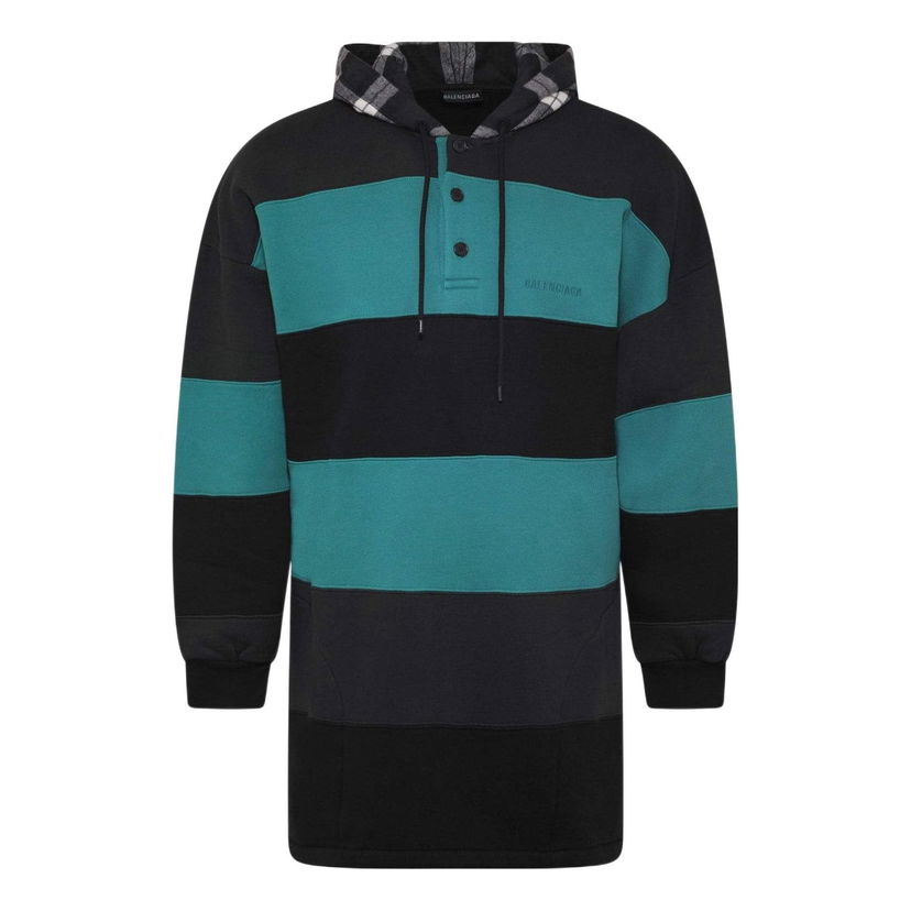 Пуловер Balenciaga Striped Oversized Hoodie Зелено | 556137TDV325567