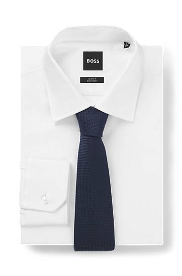 Аксесоари BOSS Structured Cotton and Silk Tie Тъмно синьо | 50550972, 1
