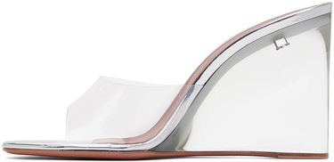 Аксесоари Amina Muaddi Amina Muaddi Lupita Glass Wedge Slippers Металик | LUPITA GLASS WEDGE PLEXI WEDGE P, 2