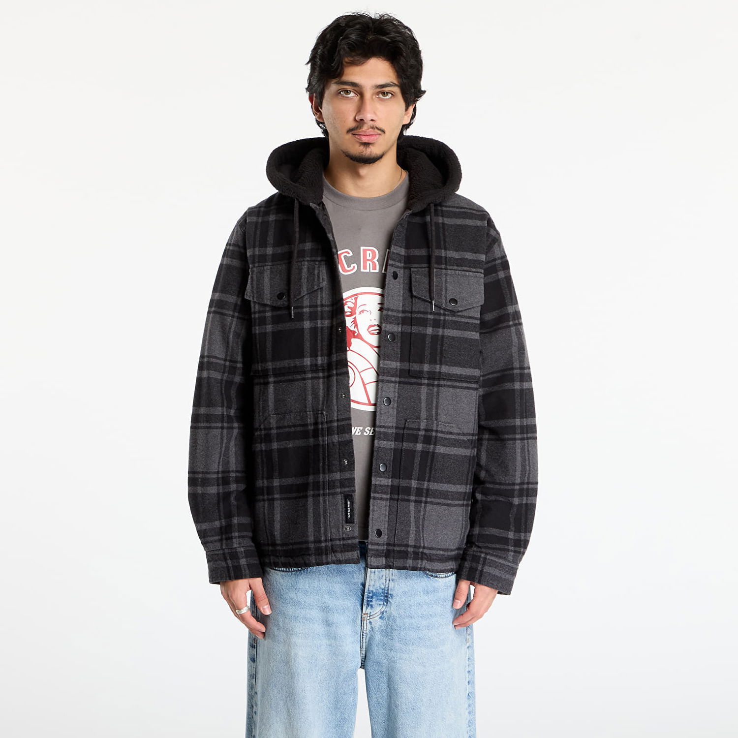 Яке Vans Piedmont Hooded Plaid Shirt Jacket Сиво | VN000P7VQFY1, 0