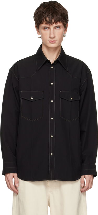 Риза LEMAIRE Western Snap-Button Shirt with Contrast Stitching Черно | SH1193 LF1475, 0