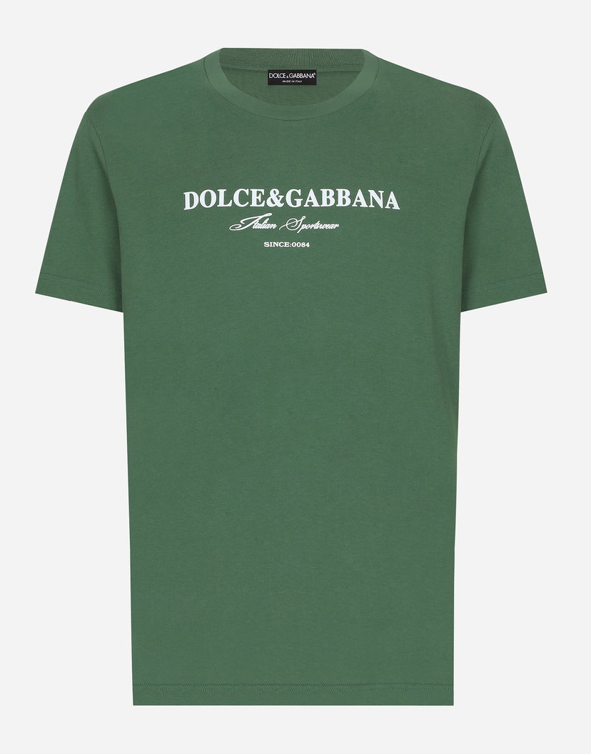 Тениска Dolce & Gabbana Cotton T-Shirt With Logo Print Зелено | G8RN8TG7NXXS9000