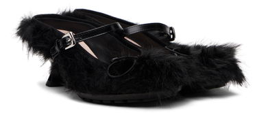 Бижута Simone Rocha Simone Rocha Faux Fur Grip Mule Heels Черно | HBG1 1090, 3