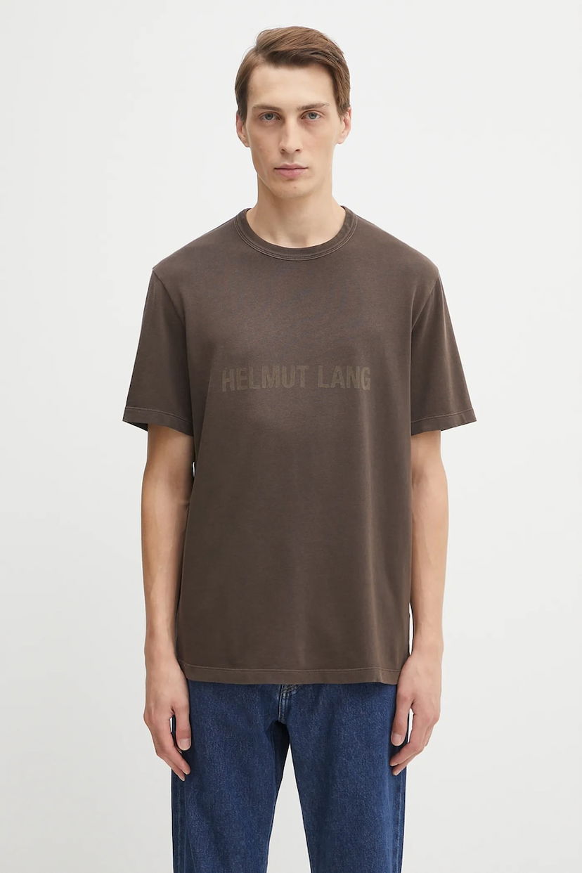 Тениска Helmut Lang Helmut Lang Logo Print T-Shirt Кафяво | P05HM501