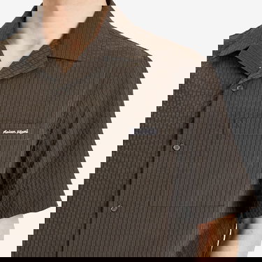 Риза MAISON KITSUNÉ Maison Kitsuné Seersucker Resort Shirt, Size Large Кафяво | OM00421WC5032-P391, 5