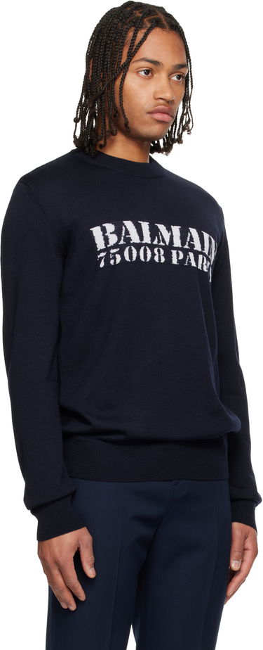 Пуловер Balmain 'Balmain' Stamp Merino Wool Sweater Тъмно синьо | FH1KD000KI84, 1