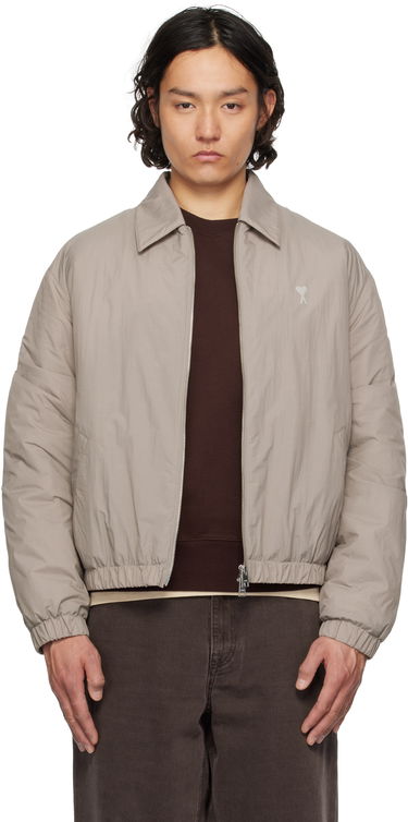 Яке бомбър AMI AMI de Coeur Zipped Jacket Сиво | HJK041.PA0009, 0