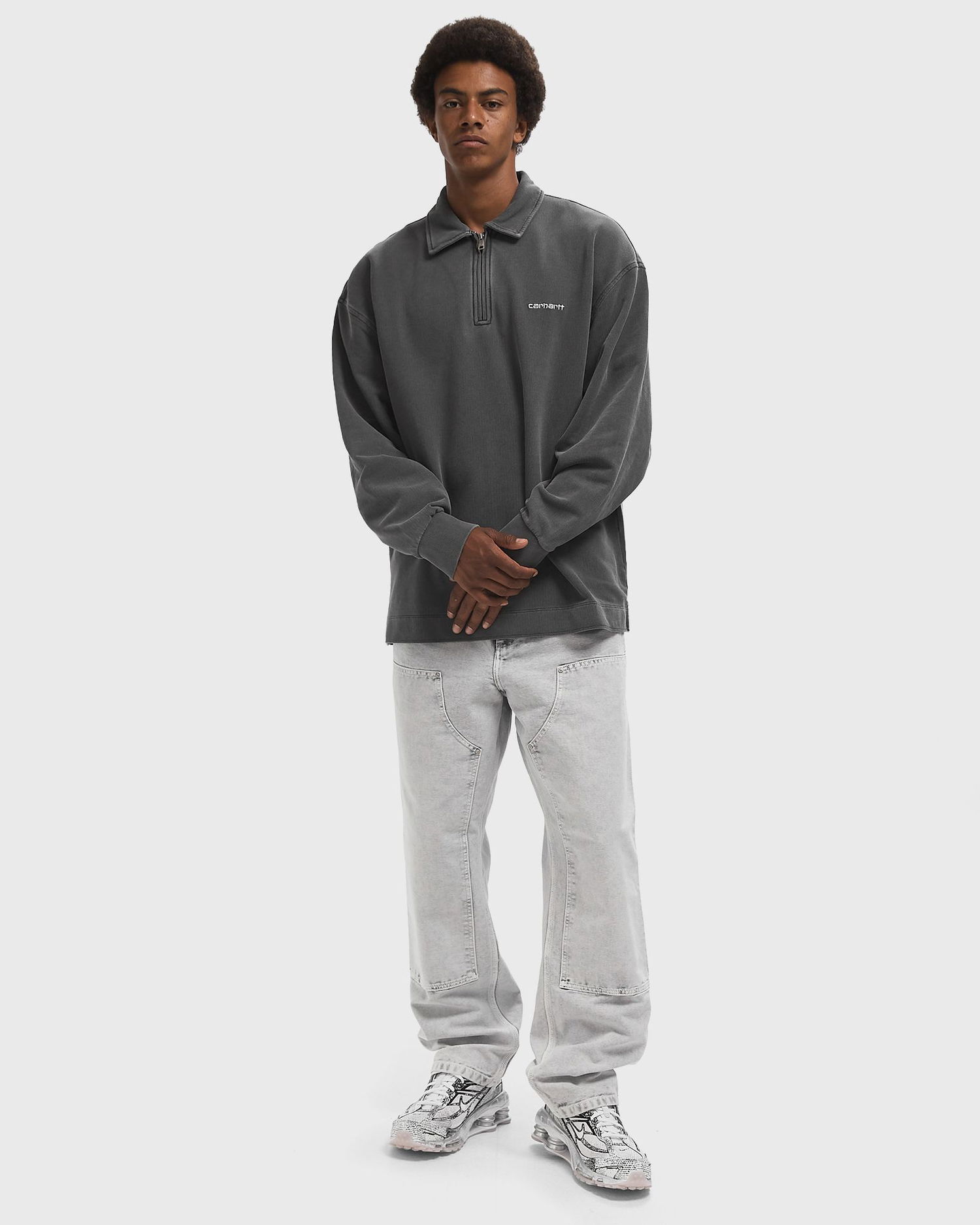 Поло тениска Carhartt WIP Long Sleeve Polo Shirt Сиво | I035188-0D2.GD, 1