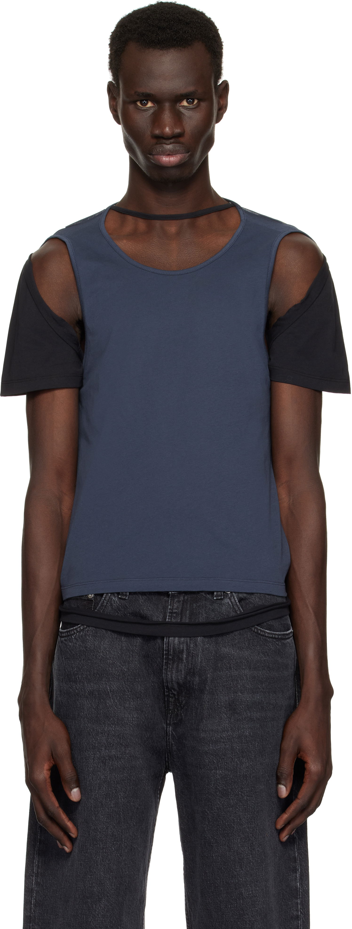 Потник Eckhaus Latta Eckhaus Latta Navy Hugging T-Shirt Синьо | 1203-EL-PS25-B - BLACKBERRY, 0