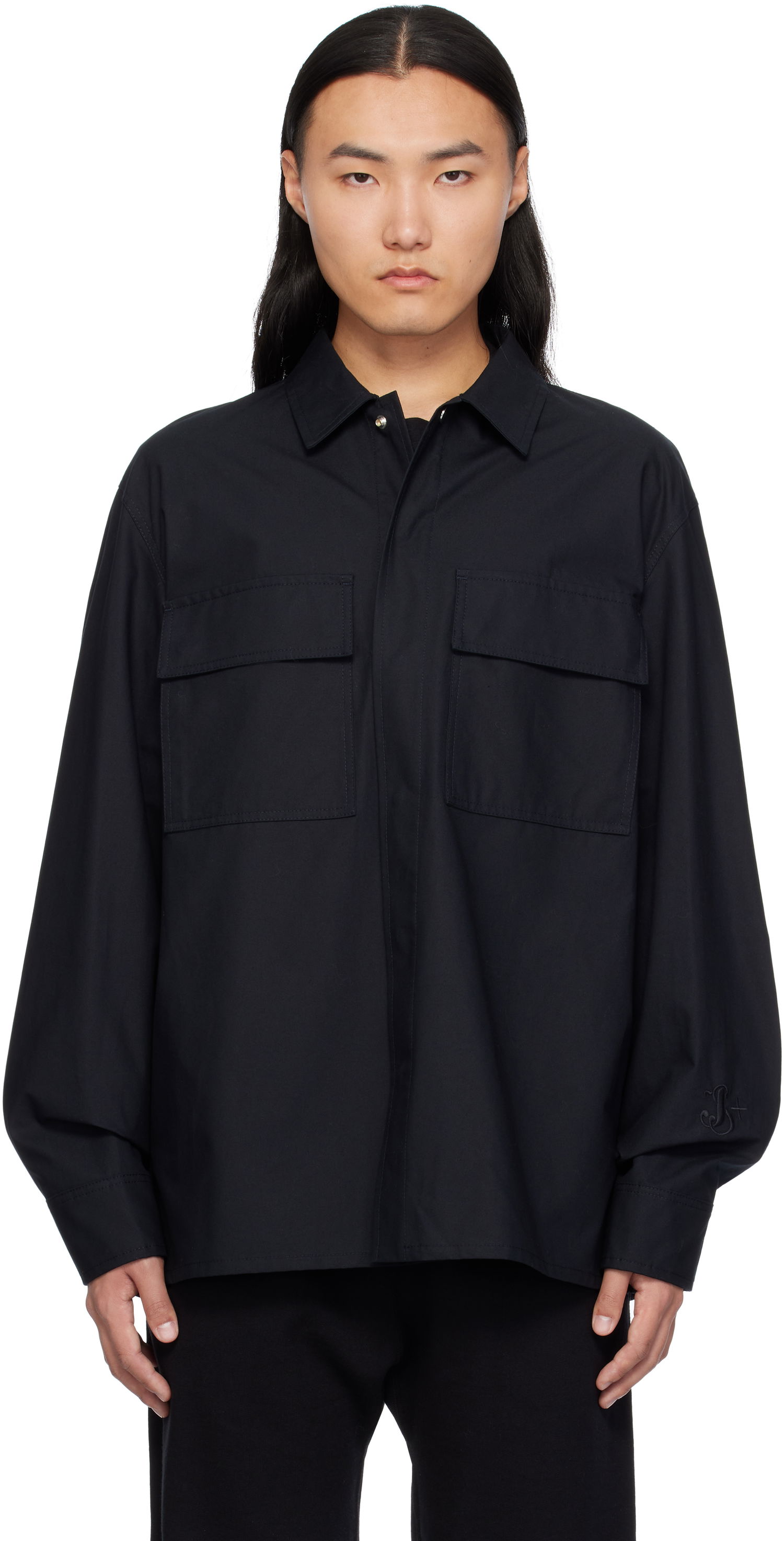 Риза Jil Sander Embroidered-Logo Синьо | J47DL0137_J45039, 0