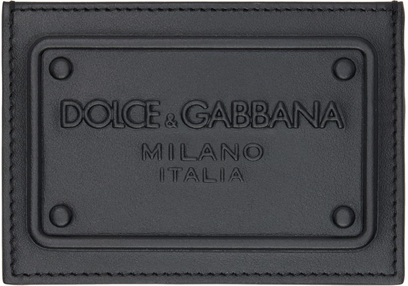 Портфейл Dolce & Gabbana Black Embossed Card Holder Черно | BP3239AG218