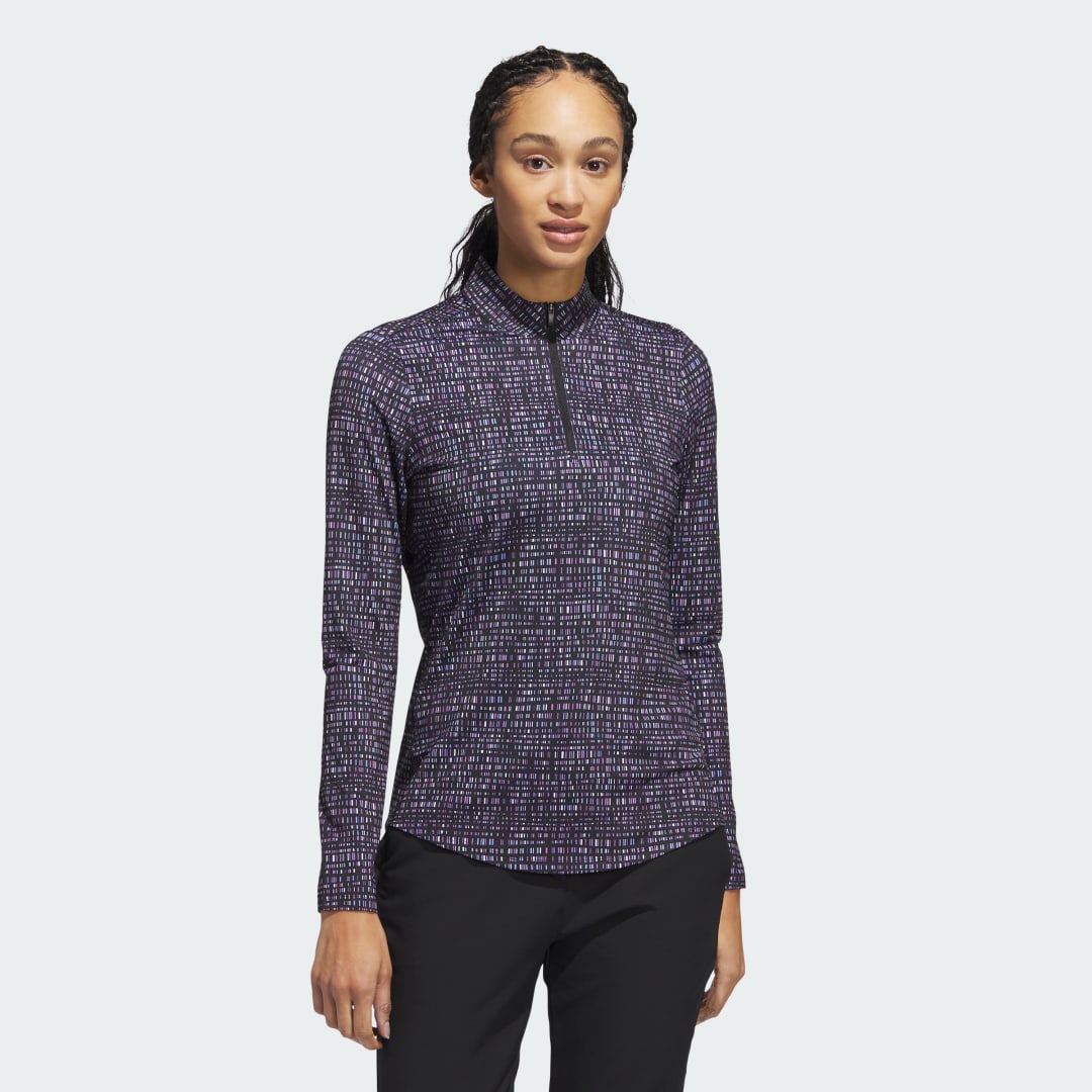 Пуловер adidas Performance Ultimate365 Printed Quarter Zip Mock Top Лилаво | IW4127, 0