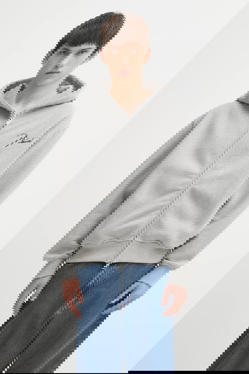 Суитчър Rhude Classique Gathered Full Zip Hooded Sweatshirt Сиво | RHFW25ST04829, 0