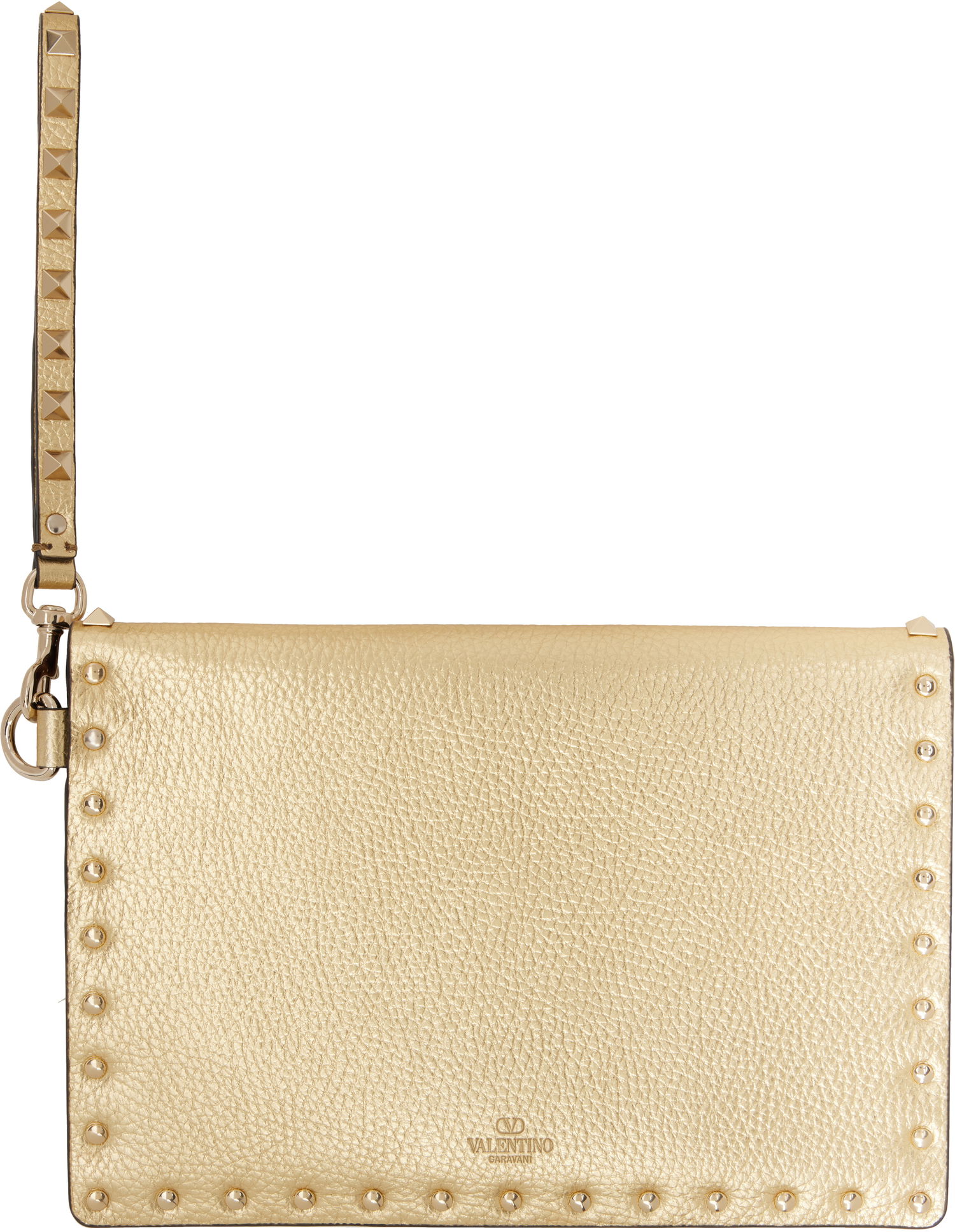 Дамска чанта Valentino Valentino Garavani Rockstud Laminated Grainy Calfskin Pouch Металик | 6W2P0P87GGE, 1