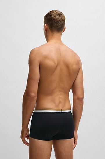 Боксерки BOSS Three-pack Cotton-Blend Trunks with Signature Stripe Черно | 50516542, 1