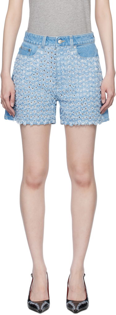 Къси панталони Stella McCartney Mid-Rise Bouclé Shorts Синьо | 6D03673SQH06, 0