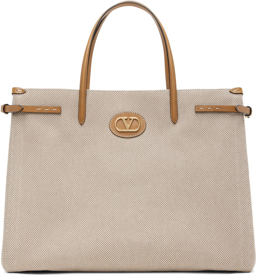 Голяма пазарска чанта Valentino Valentino Garavani Antibes Large Canvas Tote Бежово | 6W2B0R18EZT