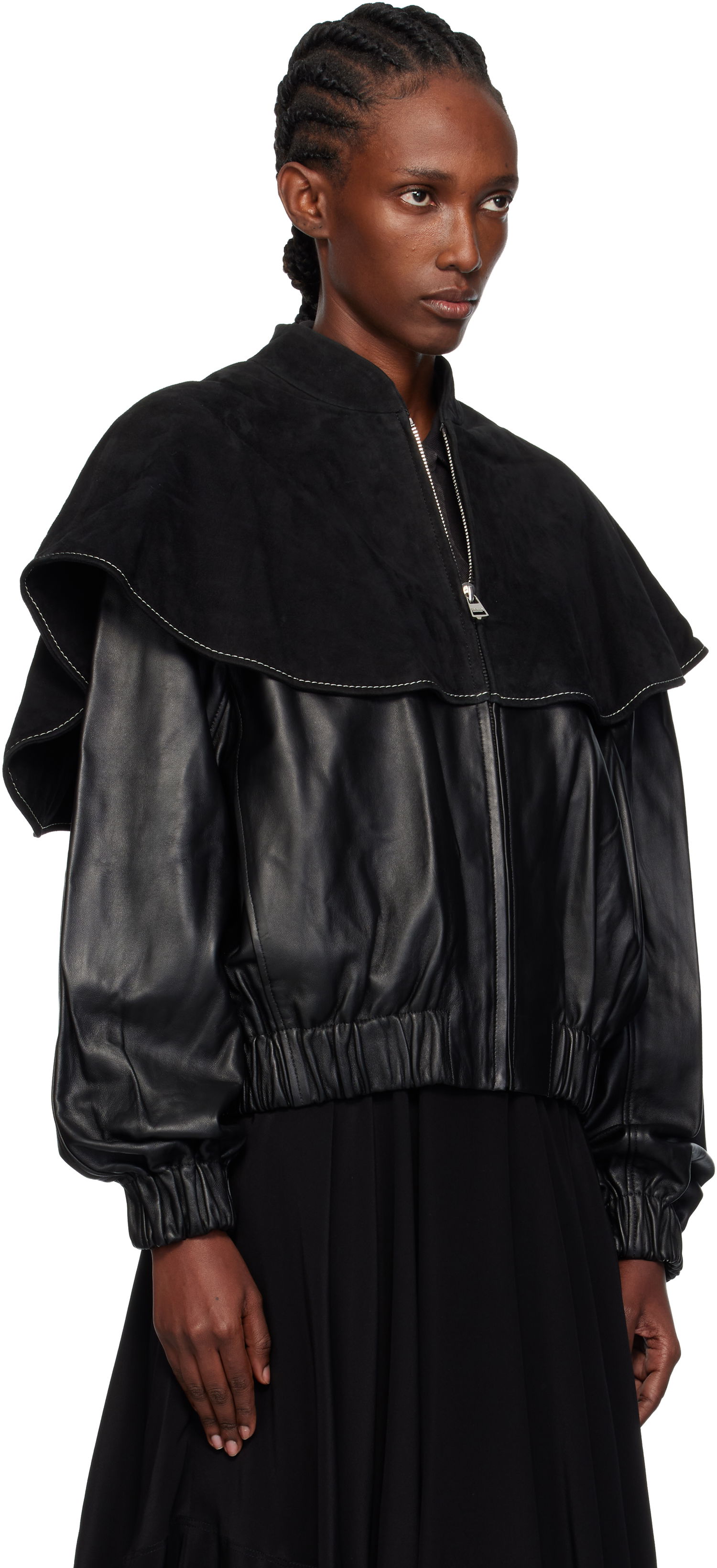 Яке бомбър JW Anderson JW Anderson Oversized Collar Leather Bomber Jacket Черно | LJ0057-LT0122, 1