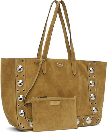 Голяма пазарска чанта Valentino Valentino Garavani Large Suede Shopping Tote Жълто | 7Y2B0R78JET, 1