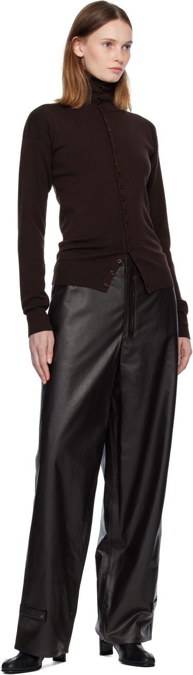 Пуловер LEMAIRE Long-Sleeve High-Neck Buttoned Fitted Knit Cardigan Кафяво | TO1431 LK1045, 3