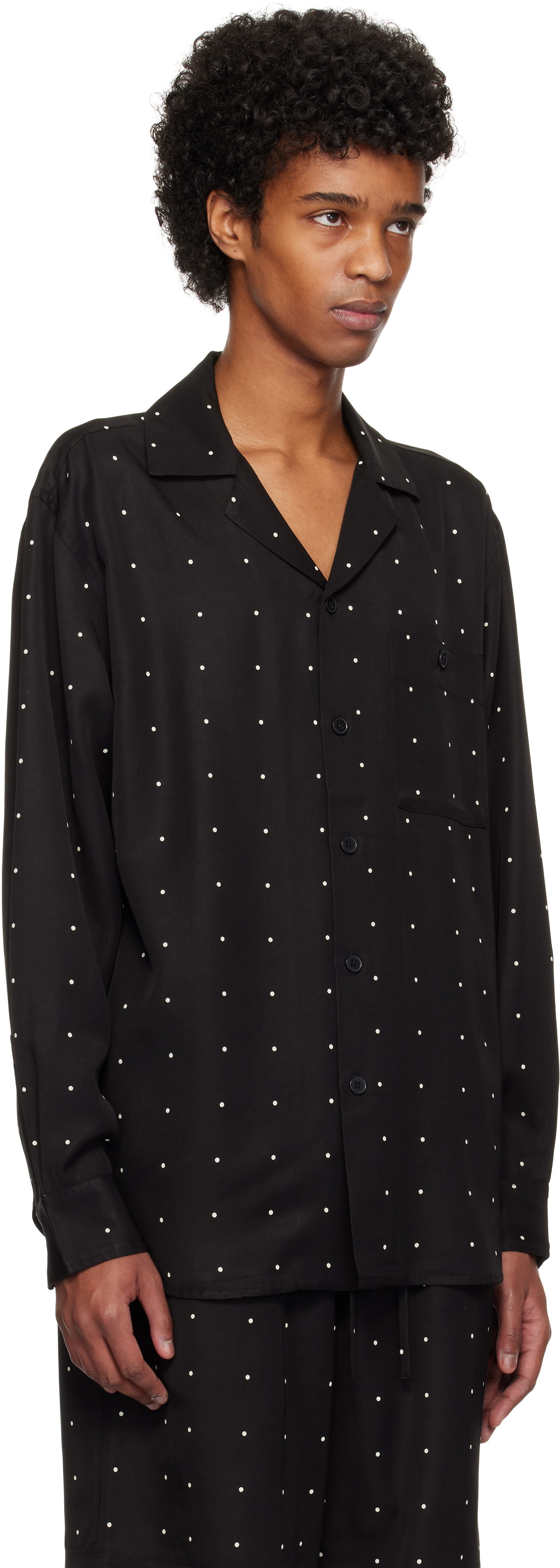 Риза Róhe Dotted Loose Camp Collar Shirt Черно | 314-19-075, 1