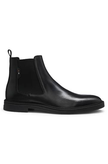 Грижа за обувките BOSS Nappa Leather Chelsea Boots with Signature Stripe Черно | 50552527, 1