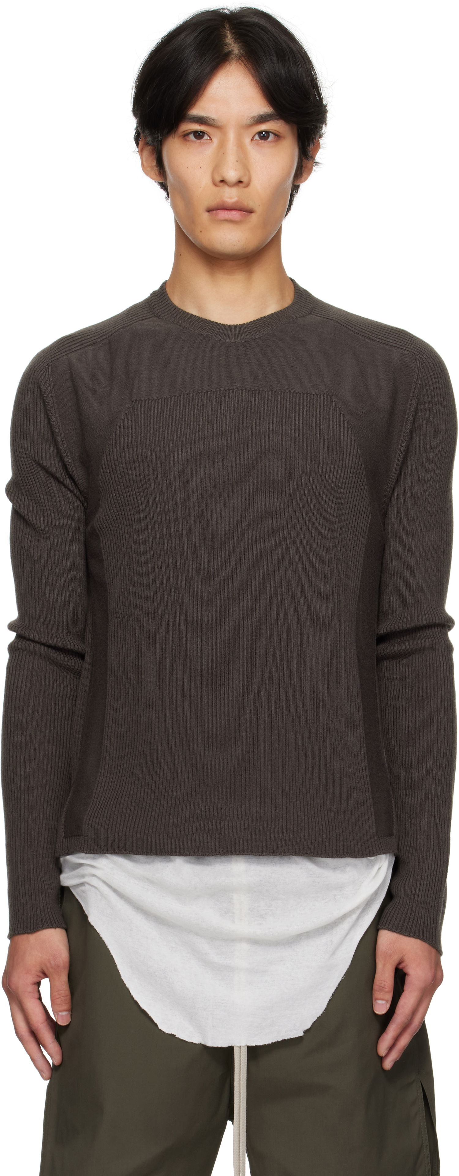 Пуловер Rick Owens Rick Owens Concordians Ribbed Geo Sweater Кафяво | RU02E1639 RIBM, 0