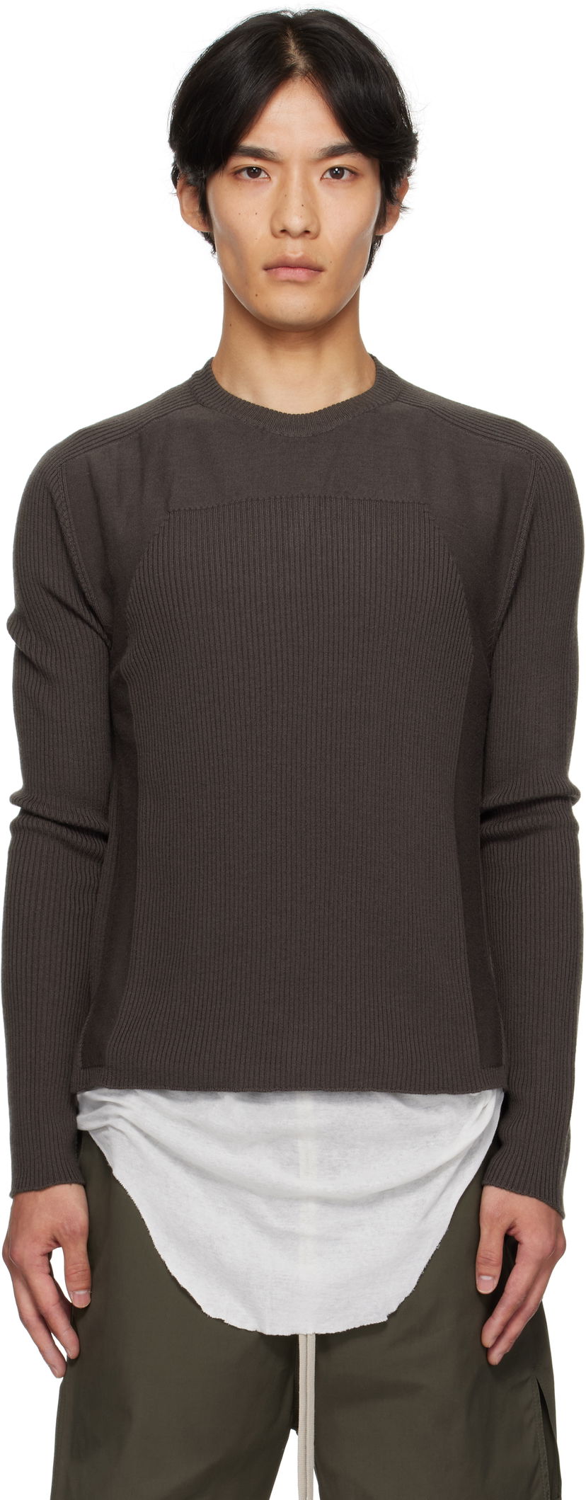 Пуловер Rick Owens Rick Owens Concordians Ribbed Geo Sweater Кафяво | RU02E1639 RIBM