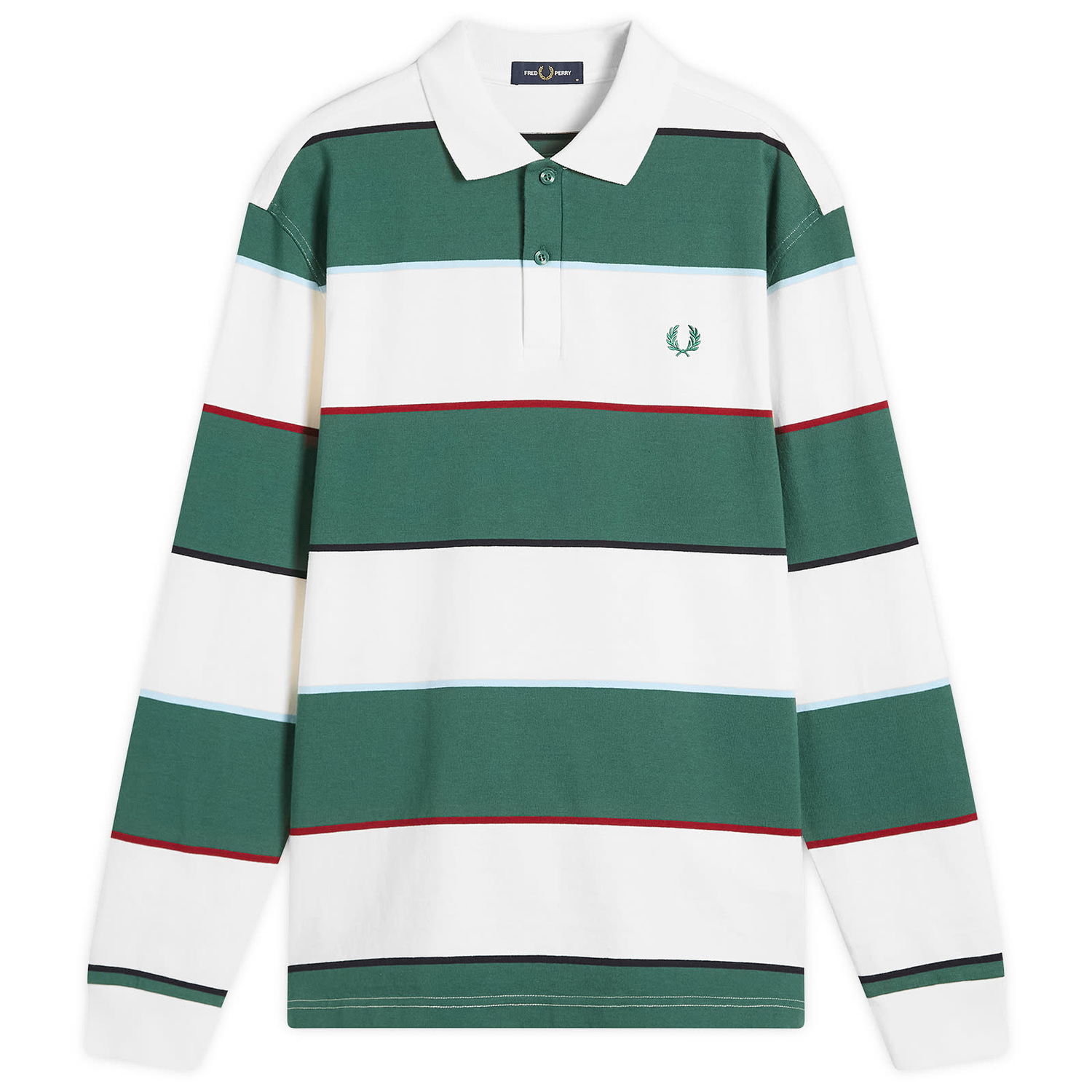 Поло тениска Fred Perry Fred Perry Heavyweight Striped Long Sleeve Polo Shirt, Size Large Зелено | M1728-129, 0