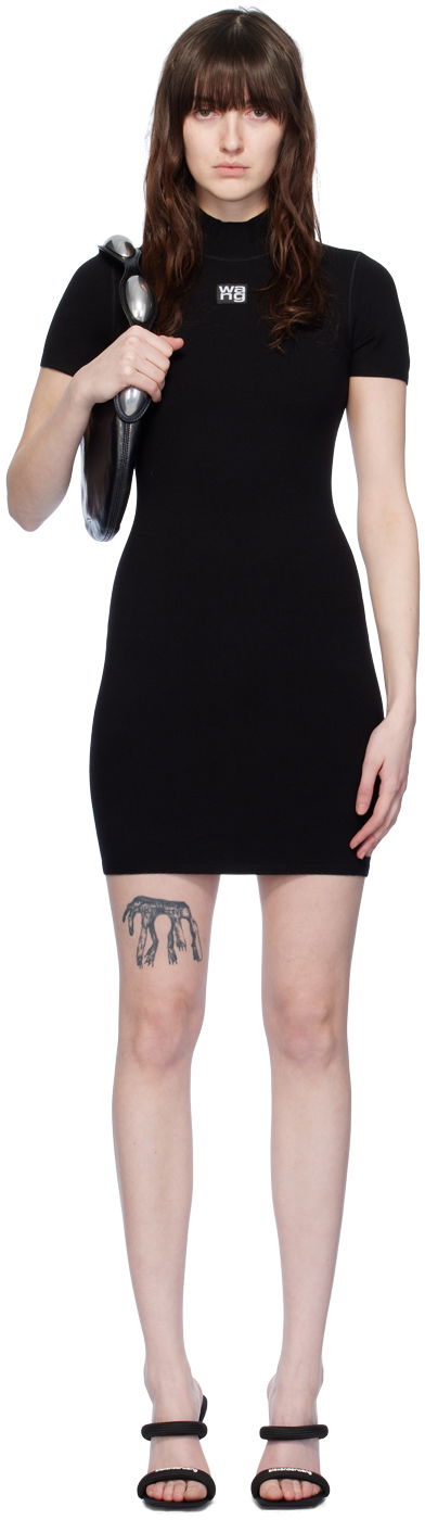 Pокля Alexander Wang Alexander Wang Mock Neck Minidress Черно | 4KC2206013