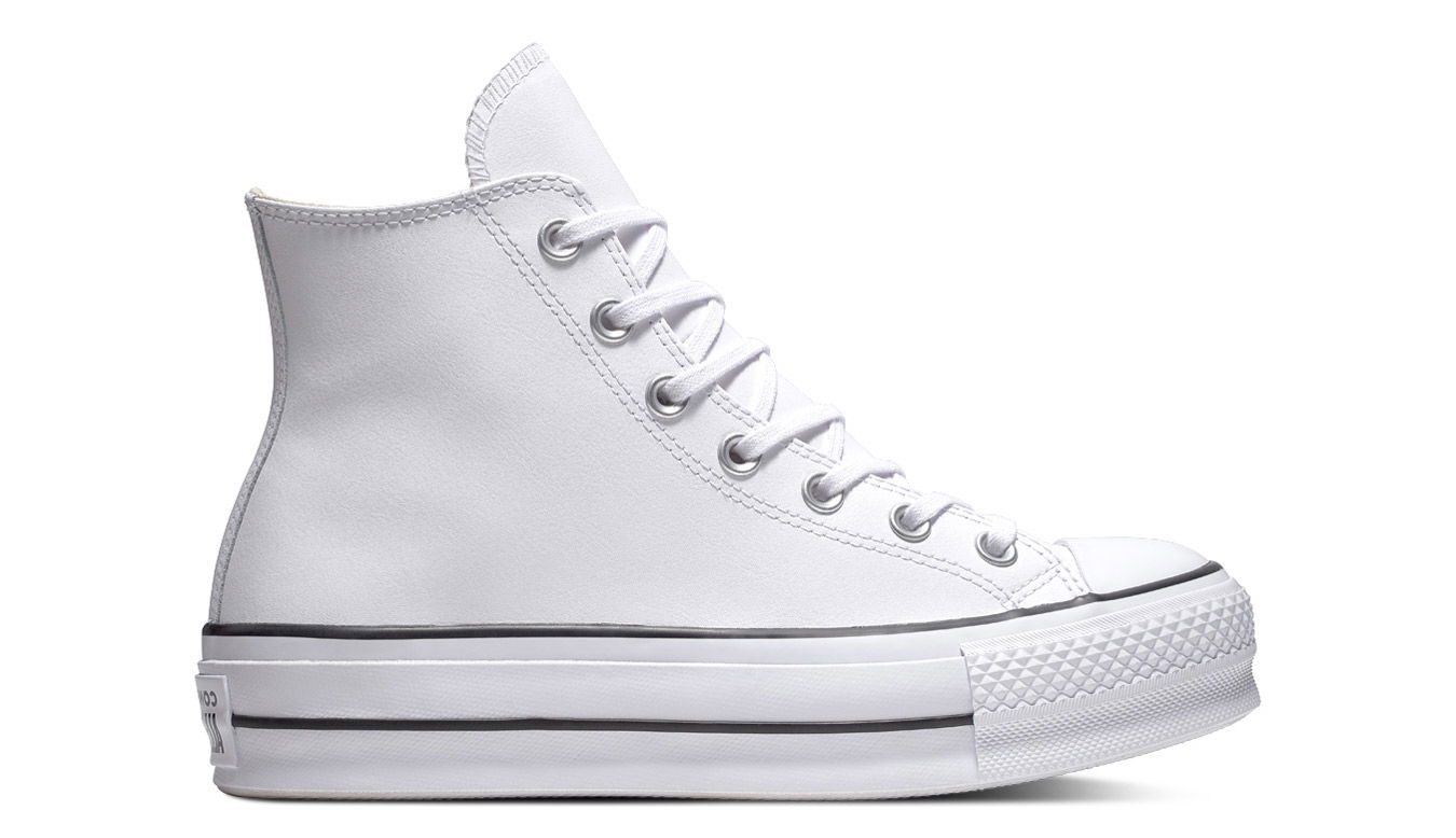 Кецове и обувки Converse Chuck Taylor All Star Platform Leather High-Top Бяло | 561676C, 0