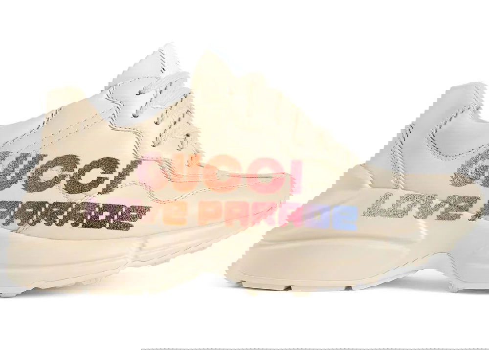 Кецове и обувки Gucci Rhyton Glitter-Logo Chunky Sneaker Love Parade Off-White Бежово | 703809DRW009522, 0