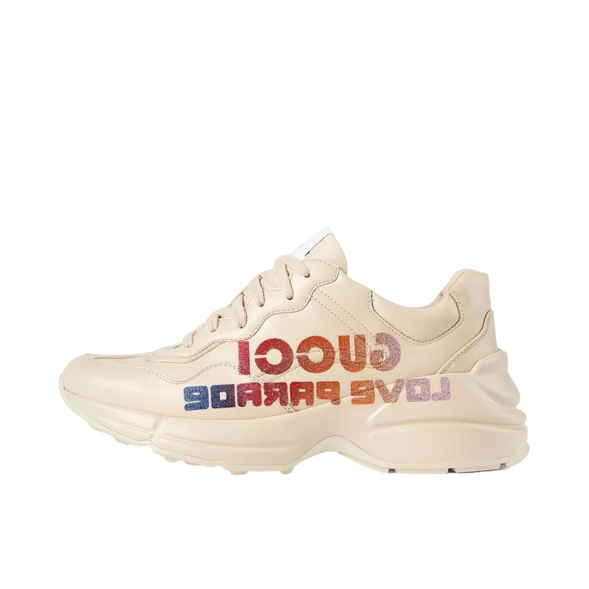 Кецове и обувки Gucci Rhyton Glitter-Logo Chunky Sneaker Love Parade Off-White Бежово | 703809DRW009522