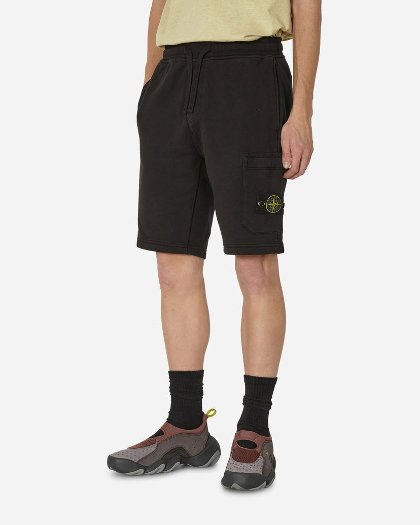 Къси панталони Stone Island Garment Dyed Cotton Fleece Shorts Black Черно | 801564651 A0029