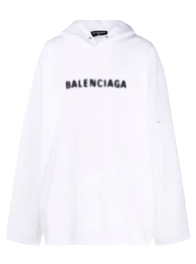 Суитчър Balenciaga Blurry Logo Print Hoodie Бяло | 661711TKVD69040