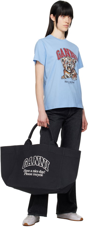 Голяма пазарска чанта GANNI GANNI Oversized Canvas Tote Bag Черно | A6680, 3