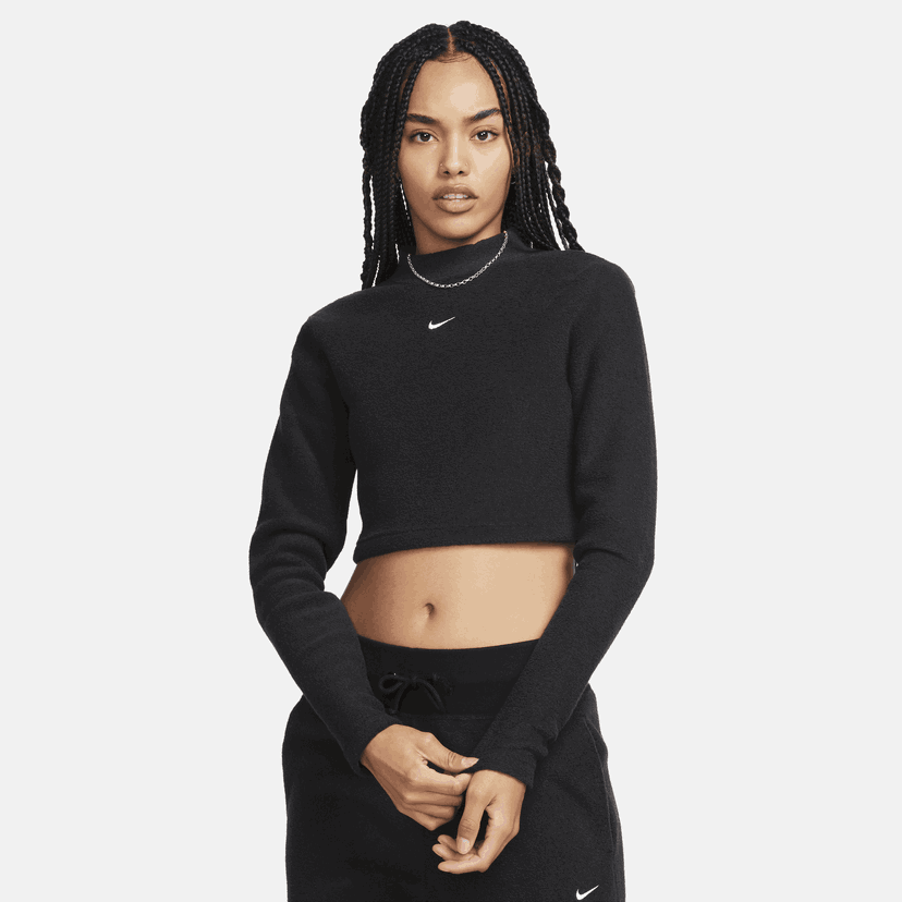 Съкратен топ Nike Sportswear Phoenix Plush Cropped Long Sleeve Top Черно | FN3619-010