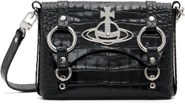 Чанта през рамо Vivienne Westwood Kim Croc-Effect Orb Crossbody Черно | 48030007U-L0099-, 0