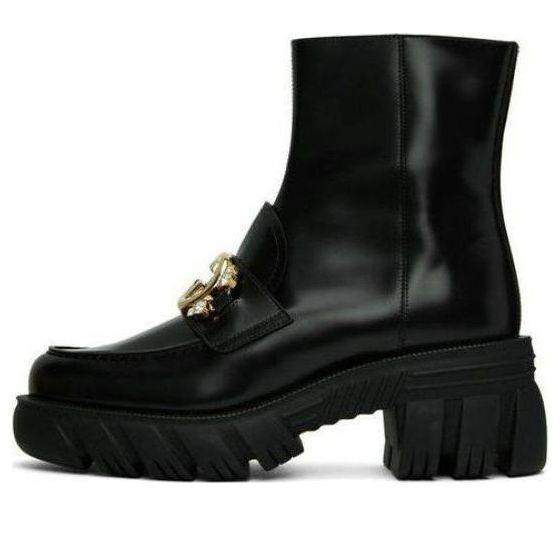 Кецове и обувки Gucci Gucci Mid Heel Ankle Boots With Belt Черно | 700270-DKS00-1000