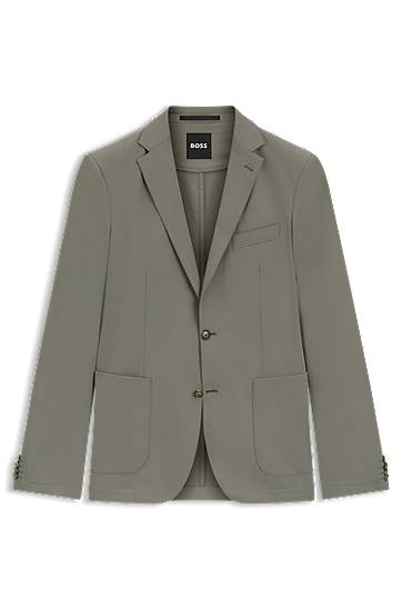 Яке BOSS Dressletic slim-fit performance-stretch jersey blazer with notch lapels and two-button closure Сиво | 50546071, 0