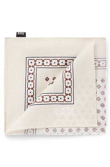 Шал BOSS Digital Print Geometric Border Pocket Square Бежово | 50551097, 0