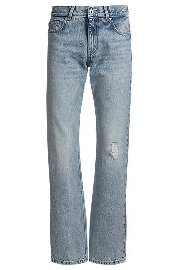 Дънки BOSS Straight-Fit Distressed Jeans Синьо | 50537425, 0