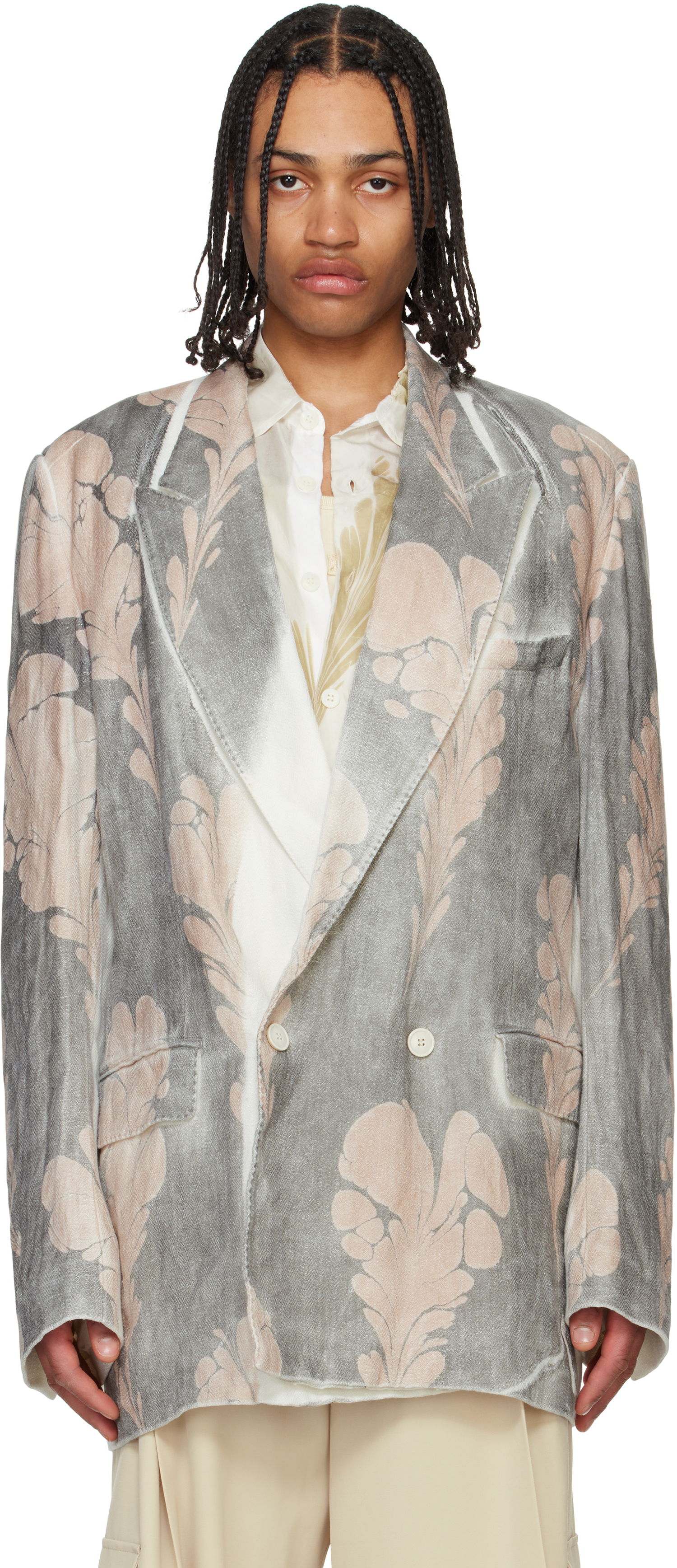 Яке Dries Van Noten Dries Van Noten Hand Printed Blazer Сиво | 251-020410-1537, 0