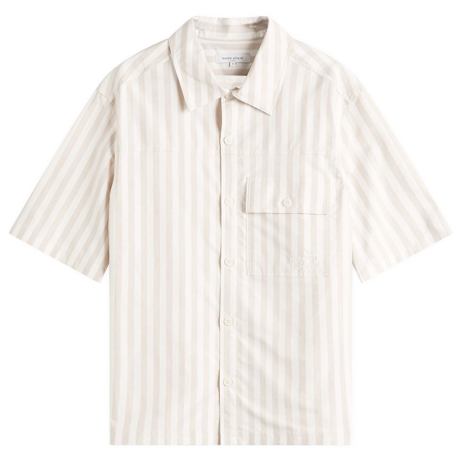 Риза MAISON KITSUNÉ Maison Kitsuné Handwriting Overshirt Бежово | OM00429WC5045-0189, 1